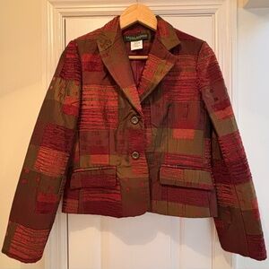 NWT Women’s Harve Benard Red and Brown Patchwork Blazer, Size 6